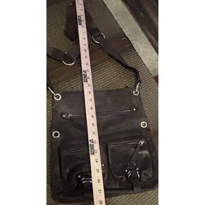 Tano Hand Bag Distressed Leather Messenger Bag with Buckle Details Brown